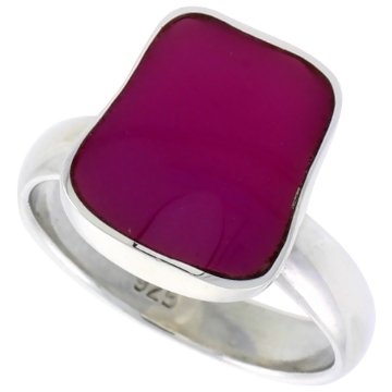 Picture of Sterling Silver Ring w/ Purple Resin, 1/2 inch (14 mm) wide