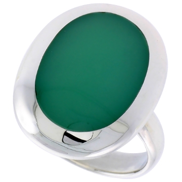 Picture of Sterling Silver Ring, w/ 17 x 13 mm Oval-shaped Green Resin, 7/8 inch (22 mm) wide