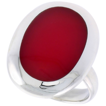 Picture of Sterling Silver Ring, w/ 17 x 13 mm Oval-shaped Red Resin, 7/8 inch (22 mm) wide