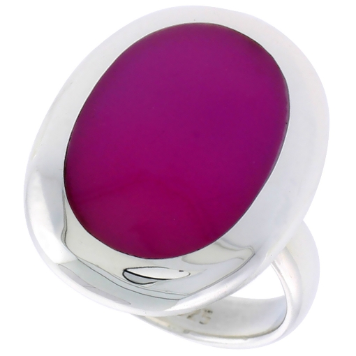 Picture of Sterling Silver Ring, w/ 17 x 13 mm Oval-shaped Purple Resin, 7/8 inch (22 mm) wide