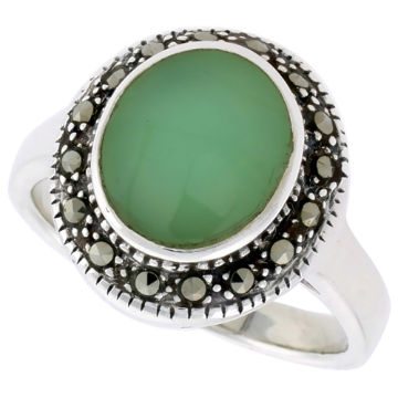 Picture of Sterling Silver Marcasite Ring for Women 10mm Round Asorted Colors Oxidized Antiqued 5/8 inch