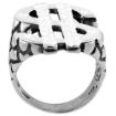 Picture of Oxidized Large Sterling Silver Dollar Sign Ring for Men Nugget textures 8 - 13