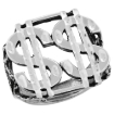 Picture of Sterling Silver Double Dollar Sign Ring for Men Oxidized 15/16 inch wide sizes 8 - 13