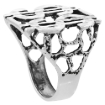 Picture of Sterling Silver Double Dollar Sign Ring for Men Oxidized 15/16 inch wide sizes 8 - 13