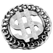 Picture of Sterling Silver Dollar Sign Ring for Men Circles Border Oxidized 1 1/16 inch wide sizes 8 - 13