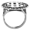 Picture of Sterling Silver Dollar Sign Ring for Men Circles Border Oxidized 1 1/16 inch wide sizes 8 - 13