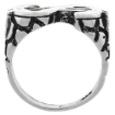 Picture of Oxidized Small Sterling Silver Sideways Dollar Sign Ring for Men Nugget Texture Cut-outs 8 - 13
