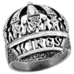 Picture of Sterling Silver Kings Crown Ring for Men Large Domed Oxidized 1 1/16 inch wide sizes 8 - 13