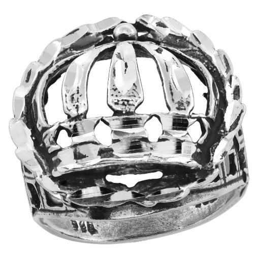 Picture of Sterling Silver Crown Ring for Men Wreath Border Oxidized 15/16 inch wide sizes 8 - 13
