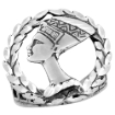 Picture of Sterling Silver Queen Nefertiti Ring for Men Wreath Border Oxidized 1 inch wide sizes 8 - 13