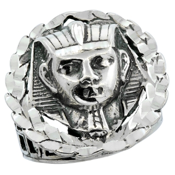Picture of Sterling Silver King Tut Ring for Men Wreath Border Oxidized 1 inch wide sizes 8 - 13