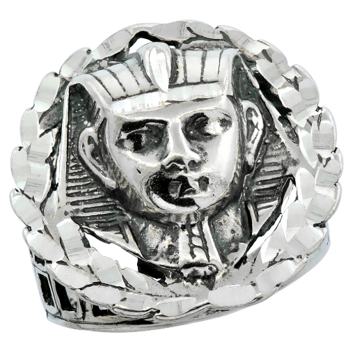 Picture of Sterling Silver King Tut Ring for Men Wreath Border Oxidized 1 inch wide sizes 8 - 13