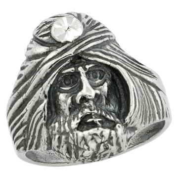 Picture of Sterling Silver Sorcerer Head Ring for Men Oxidized 15/16 inch wide sizes 8 - 13