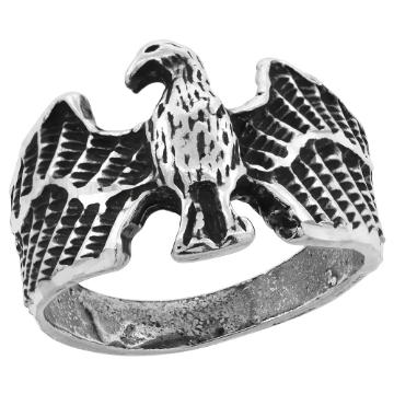 Picture of Sterling Silver Eagle Ring for Men Antiqued Finish 1/2 inch wide sizes 5 - 9.5