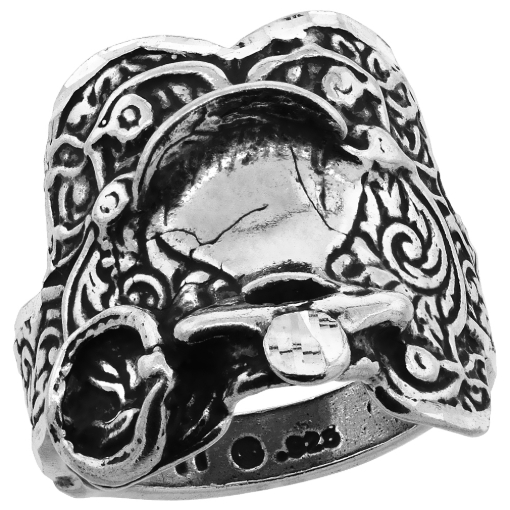 Picture of Sterling Silver Horse Saddle Ring for Men Oxidized 7/8 inch wide sizes 8 - 13
