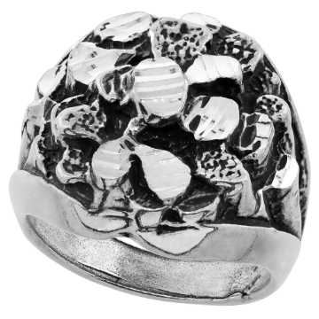 Picture of Sterling Silver Heavy Nugget Ring for Men Oxidized Round Shape 7/8 inch wide sizes 8 - 13