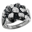 Picture of Oxidized Sterling Silver Pinched Round Nugget Ring for Men sizes 8 - 13