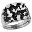 Picture of Oxidized Sterling Silver Rounded Square Nugget Ring for Men sizes 8 - 13
