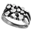 Picture of Oxidized Sterling Silver Floral Nugget Ring for Men 3/8 inch wide sizes 8 - 13