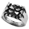 Picture of Oxidized Sterling Silver Plain Small Square Nugget Ring for Men 1/2 inch wide sizes 8 - 13