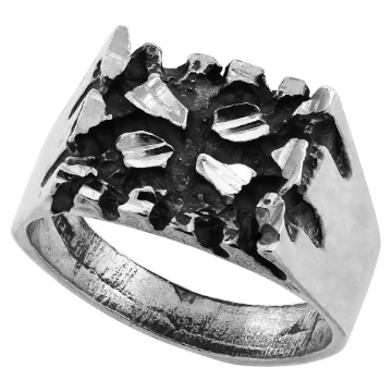 Picture of Oxidized Sterling Silver Plain Small Square Nugget Ring for Men 1/2 inch wide sizes 8 - 13