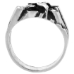 Picture of Oxidized Sterling Silver Paisley Pattern Nugget Ring for Men 3/8 wide sizes 8 - 13