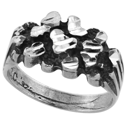 Picture of Oxidized Sterling Silver Small Rectangular Nugget Ring for Men 7/16 inch wide sizes 8 - 13