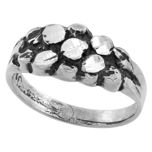 Picture of Antique Finish Sterling Silver Dainty Rectangular Nugget Ring for Women sizes 5 - 9.5