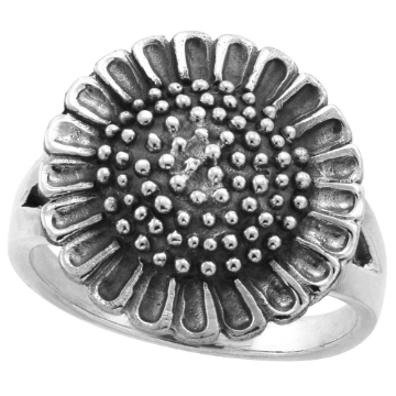 Picture of Sterling Silver Sunflower Ring Large 5/8 inch wide sizes 6 - 10