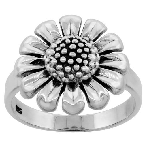 Picture of Sterling Silver Sunflower Ring Large 5/8 inch wide sizes 6 - 10