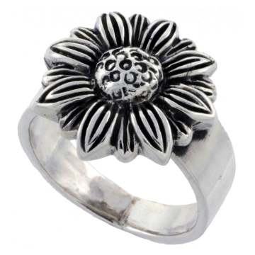 Picture of Sterling Silver Sunflower Ring Large 5/8 inch wide sizes 6 - 10