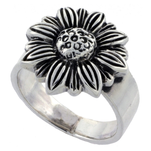 Picture of Sterling Silver Sunflower Ring Large 5/8 inch wide sizes 6 - 10