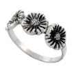 Picture of Sterling Silver 3 Sunflowers Ring 5/16 inch wide sizes 6 - 10