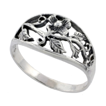 Picture of Sterling Silver Flower Vine Ring 7/16 inch wide sizes 6 - 10