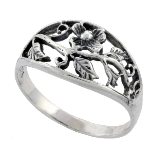 Picture of Sterling Silver Flower Vine Ring 7/16 inch wide sizes 6 - 10