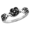 Picture of Sterling Silver 4 Petal Flowers Ring 5/16 inch wide sizes 6 - 10