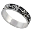 Picture of Sterling Silver Flowers Ring 1/4 inch wide sizes 6 - 10