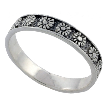 Picture of Sterling Silver Sunflower Ring Dainty 3/16 inch sizes 6 - 10