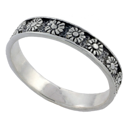 Picture of Sterling Silver Sunflower Ring Dainty 3/16 inch sizes 6 - 10