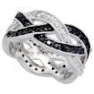 Picture of Sterling Silver Black CZ Ring Braided Ring 5/16 inch wide