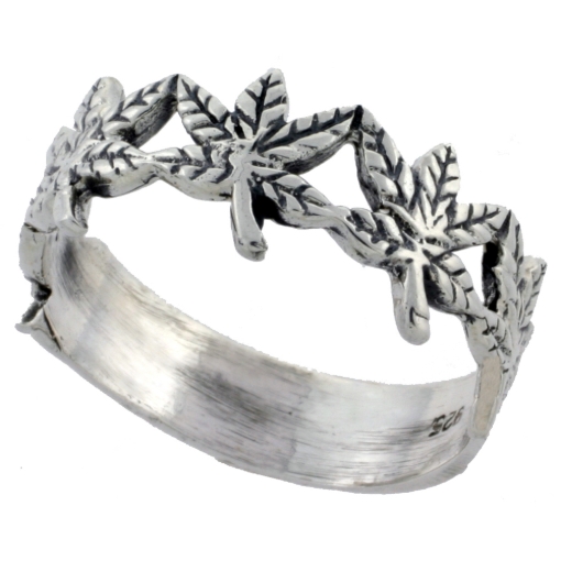 Picture of Sterling Silver Leaf Ring 3/8 inch wide sizes 6 - 10