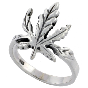 Picture of Sterling Silver Leaf Ring Large 3/4 inch sizes 6 - 10