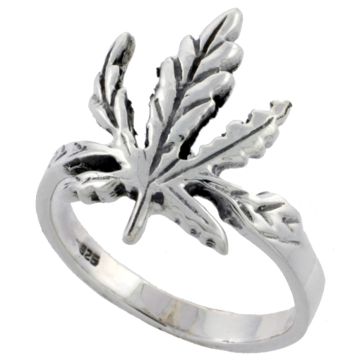 Picture of Sterling Silver Leaf Ring Large 3/4 inch sizes 6 - 10