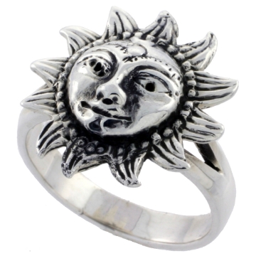 Picture of Sterling Silver Surya Hindu Sun God Ring 3/4 inch sizes 6 - 10