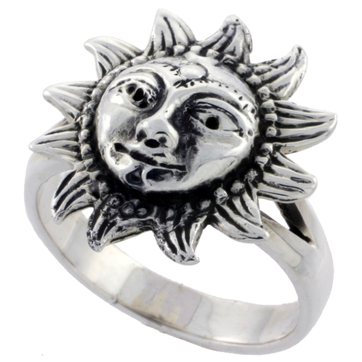 Picture of Sterling Silver Surya Hindu Sun God Ring 3/4 inch sizes 6 - 10