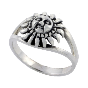 Picture of Sterling Silver Sun Ring for Women 3/8 inch wide sizes 6 - 10