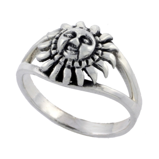 Picture of Sterling Silver Sun Ring for Women 3/8 inch wide sizes 6 - 10
