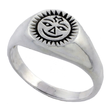 Picture of Sterling Silver Hindu Sun Deity Surya Ring for Women 3/8 inch wide sizes 6 - 10
