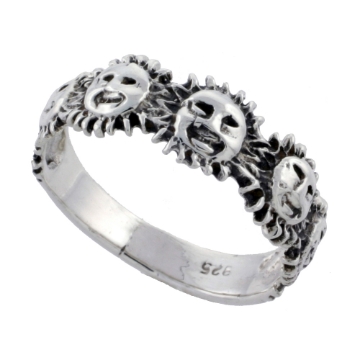 Picture of Sterling Silver Sun Ring for Women 1/4 inch sizes 6 - 10