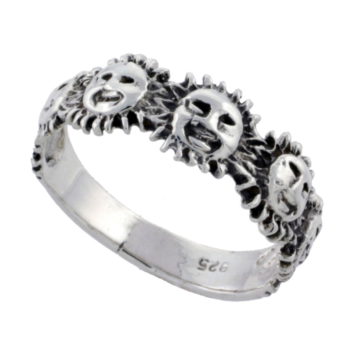 Picture of Sterling Silver Sun Ring for Women 1/4 inch sizes 6 - 10